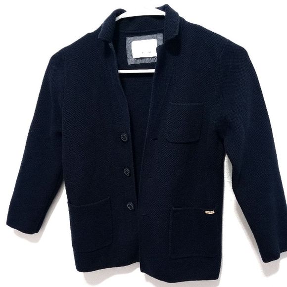 Zara Kid Boy Knit Sweater / Cardigan dark navy size 9 ~ 134cm - Picture 3 of 11